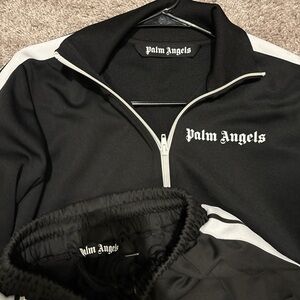 Palm Angels Black and White Zip-Up Tracksuit
